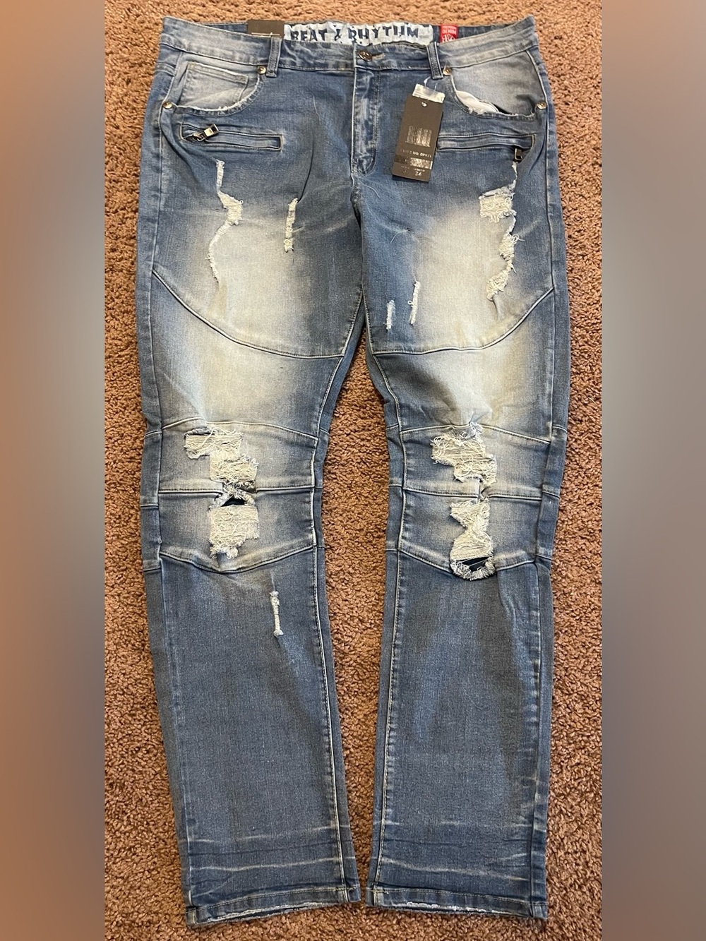 Beat & Rhythm Men's Distressed Blue Slim Fit Jeans